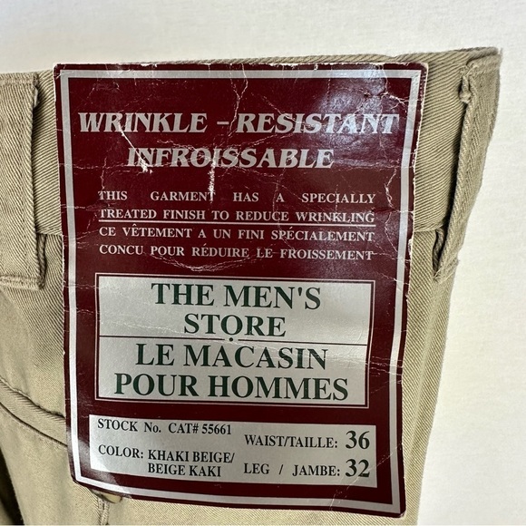 VINTAGE Pleated Khaki Pants Reg Fit Tan Wrinkle-Resist 36" Men's - Picture 5 of 8